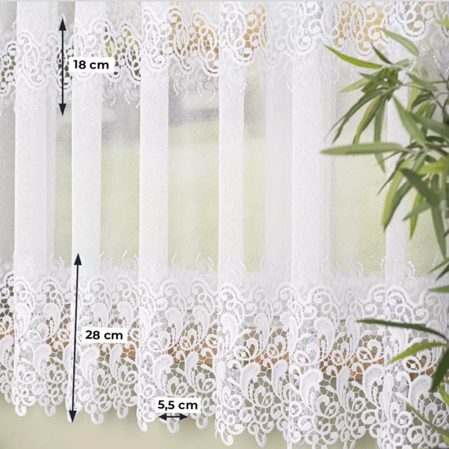 Firana gipiura 2 pasy - Szyta Na Wymiar - Krótka do parapetu - do salonu, pokoju, kuchni, bez prasowania - BOŻENA